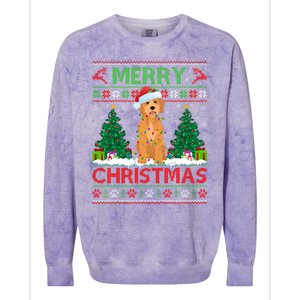 Merry Christmas Lighting Ugly Goldendoodle Christmas Colorblast Crewneck Sweatshirt