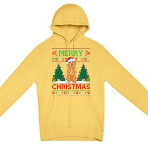 Merry Christmas Lighting Ugly Goldendoodle Christmas Premium Pullover Hoodie