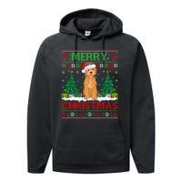 Merry Christmas Lighting Ugly Goldendoodle Christmas Performance Fleece Hoodie