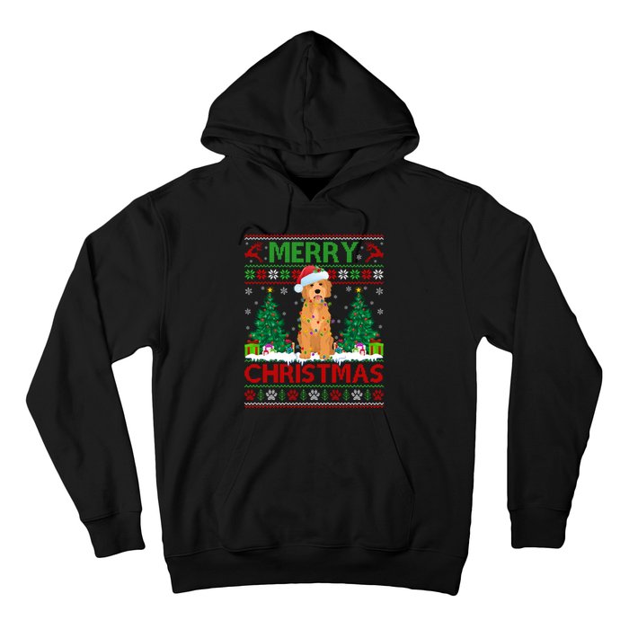 Merry Christmas Lighting Ugly Goldendoodle Christmas Hoodie