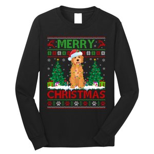 Merry Christmas Lighting Ugly Goldendoodle Christmas Long Sleeve Shirt