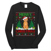 Merry Christmas Lighting Ugly Goldendoodle Christmas Long Sleeve Shirt