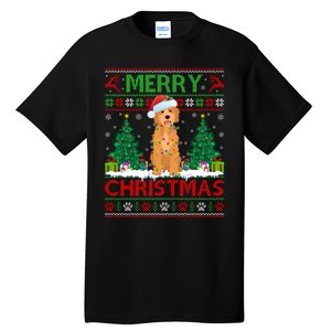 Merry Christmas Lighting Ugly Goldendoodle Christmas Tall T-Shirt