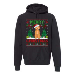 Merry Christmas Lighting Ugly Goldendoodle Christmas Premium Hoodie