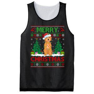 Merry Christmas Lighting Ugly Goldendoodle Christmas Mesh Reversible Basketball Jersey Tank