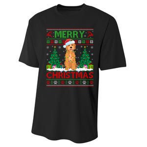 Merry Christmas Lighting Ugly Goldendoodle Christmas Performance Sprint T-Shirt