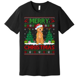 Merry Christmas Lighting Ugly Goldendoodle Christmas Premium T-Shirt