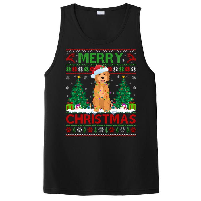 Merry Christmas Lighting Ugly Goldendoodle Christmas PosiCharge Competitor Tank