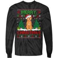 Merry Christmas Lighting Ugly Goldendoodle Christmas Tie-Dye Long Sleeve Shirt