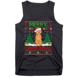 Merry Christmas Lighting Ugly Goldendoodle Christmas Tank Top