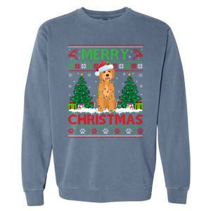 Merry Christmas Lighting Ugly Goldendoodle Christmas Garment-Dyed Sweatshirt