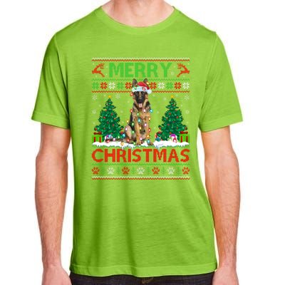 Merry Christmas Lighting Ugly German Shepherd Christmas Adult ChromaSoft Performance T-Shirt