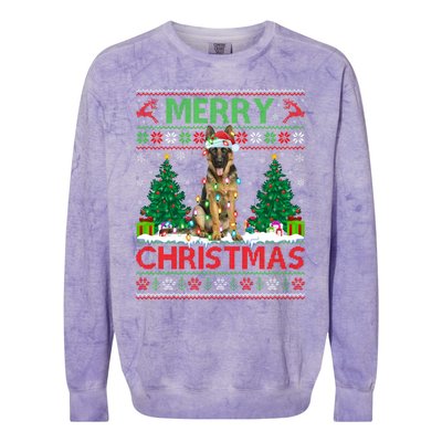 Merry Christmas Lighting Ugly German Shepherd Christmas Colorblast Crewneck Sweatshirt