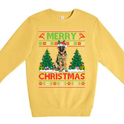 Merry Christmas Lighting Ugly German Shepherd Christmas Premium Crewneck Sweatshirt