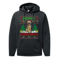 Merry Christmas Lighting Ugly German Shepherd Christmas Performance Fleece Hoodie