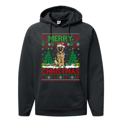 Merry Christmas Lighting Ugly German Shepherd Christmas Performance Fleece Hoodie