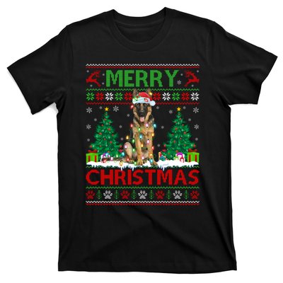 Merry Christmas Lighting Ugly German Shepherd Christmas T-Shirt