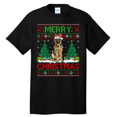 Merry Christmas Lighting Ugly German Shepherd Christmas Tall T-Shirt