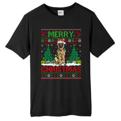 Merry Christmas Lighting Ugly German Shepherd Christmas Tall Fusion ChromaSoft Performance T-Shirt