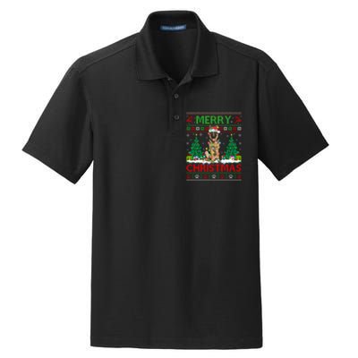 Merry Christmas Lighting Ugly German Shepherd Christmas Dry Zone Grid Polo