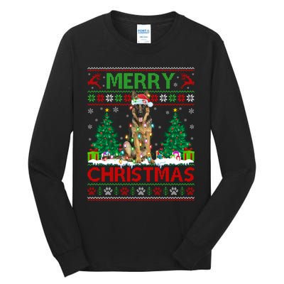 Merry Christmas Lighting Ugly German Shepherd Christmas Tall Long Sleeve T-Shirt