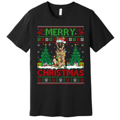 Merry Christmas Lighting Ugly German Shepherd Christmas Premium T-Shirt