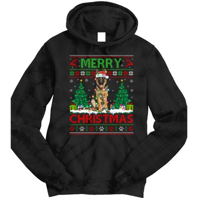 Merry Christmas Lighting Ugly German Shepherd Christmas Tie Dye Hoodie