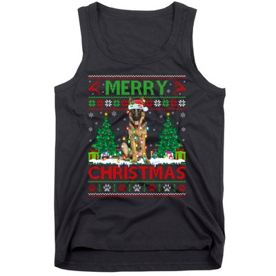 Merry Christmas Lighting Ugly German Shepherd Christmas Tank Top