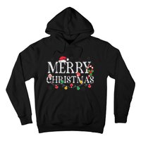 Merry Christmas Lights Santa Hat Xmas Family Women Hoodie