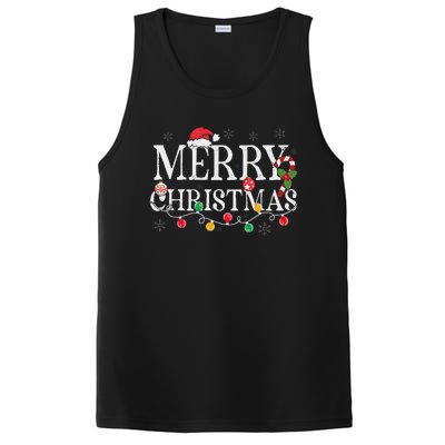 Merry Christmas Lights Santa Hat Xmas Family Women PosiCharge Competitor Tank