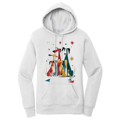 Mid Century Long Neck Dogs 50s 60s Style Women's Pullover Hoodie