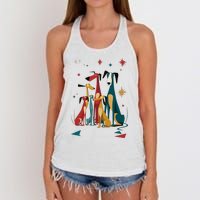 Mid Century Long Neck Dogs 50s 60s Style Women's Knotted Racerback Tank