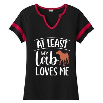 My Chocolate Lab Loves Me Labrador Dog Valentine's Day Cute Gift Ladies Halftime Notch Neck Tee