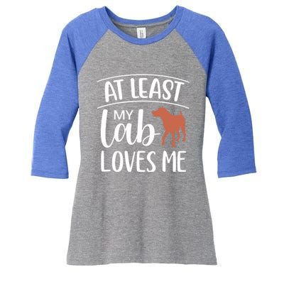 My Chocolate Lab Loves Me Labrador Dog Valentine's Day Cute Gift Women's Tri-Blend 3/4-Sleeve Raglan Shirt