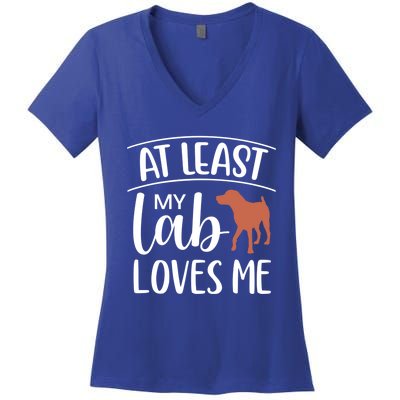 My Chocolate Lab Loves Me Labrador Dog Valentine's Day Cute Gift Women's V-Neck T-Shirt