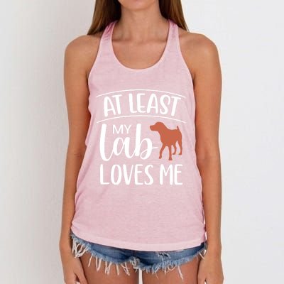 My Chocolate Lab Loves Me Labrador Dog Valentine's Day Cute Gift Women's Knotted Racerback Tank