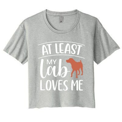 My Chocolate Lab Loves Me Labrador Dog Valentine's Day Cute Gift Women's Crop Top Tee