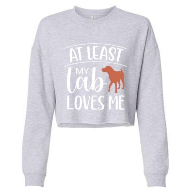 My Chocolate Lab Loves Me Labrador Dog Valentine's Day Cute Gift Cropped Pullover Crew