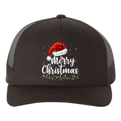 Merry Christmas Lights Red Santa Hat Xmas Family Yupoong Adult 5-Panel Trucker Hat