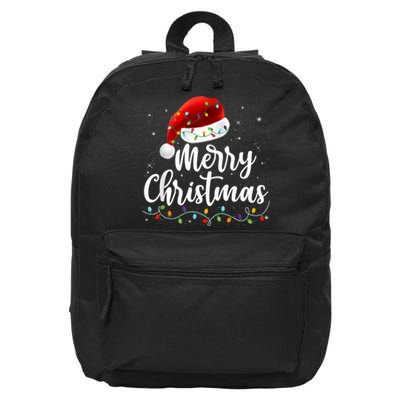 Merry Christmas Lights Red Santa Hat Xmas Family 16 in Basic Backpack