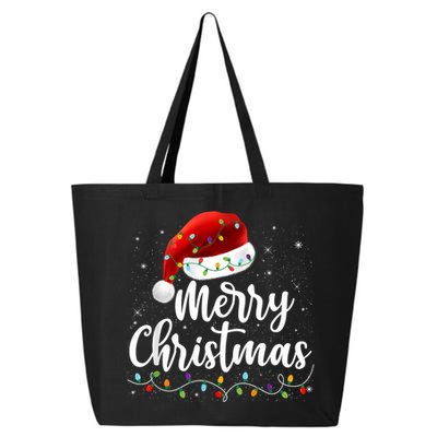 Merry Christmas Lights Red Santa Hat Xmas Family 25L Jumbo Tote