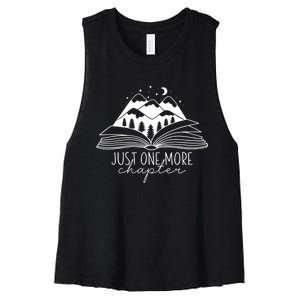 Mountain Camping Life Just One More Chapter Funny Book Lover Women's Racerback Cropped Tank