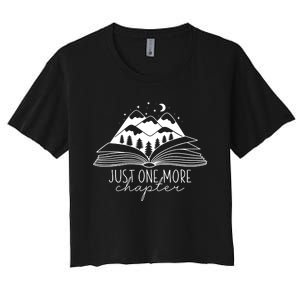 Mountain Camping Life Just One More Chapter Funny Book Lover Women's Crop Top Tee