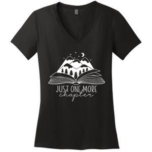 Mountain Camping Life Just One More Chapter Funny Book Lover Women's V-Neck T-Shirt