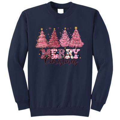 Merry Christmas Lights Pink Tree Gift Xmas Holidays Tall Sweatshirt