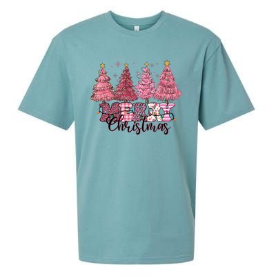 Merry Christmas Lights Pink Tree Gift Xmas Holidays Sueded Cloud Jersey T-Shirt