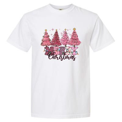 Merry Christmas Lights Pink Tree Gift Xmas Holidays Garment-Dyed Heavyweight T-Shirt