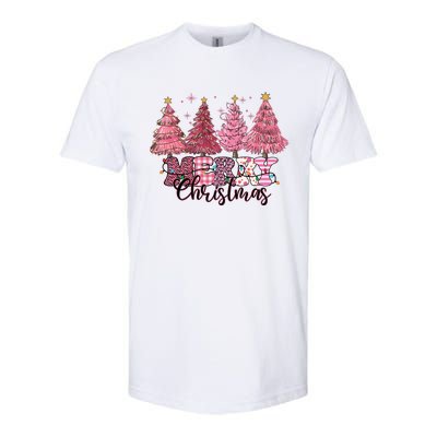 Merry Christmas Lights Pink Tree Gift Xmas Holidays Softstyle CVC T-Shirt