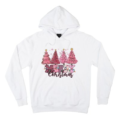 Merry Christmas Lights Pink Tree Gift Xmas Holidays Hoodie