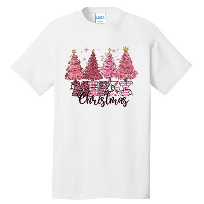 Merry Christmas Lights Pink Tree Gift Xmas Holidays Tall T-Shirt